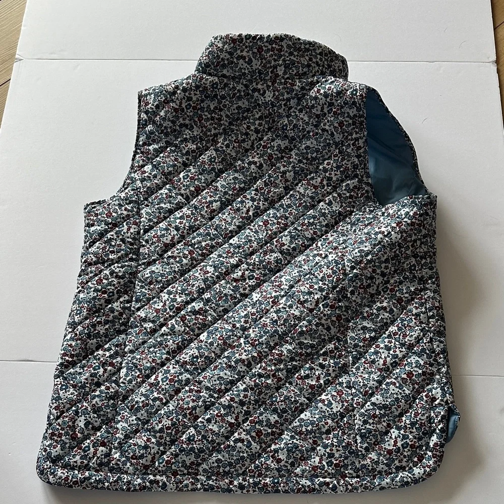 Lands' End Quilted Floral Vest - Blue, White, Burgundy - Picture 4 of 4